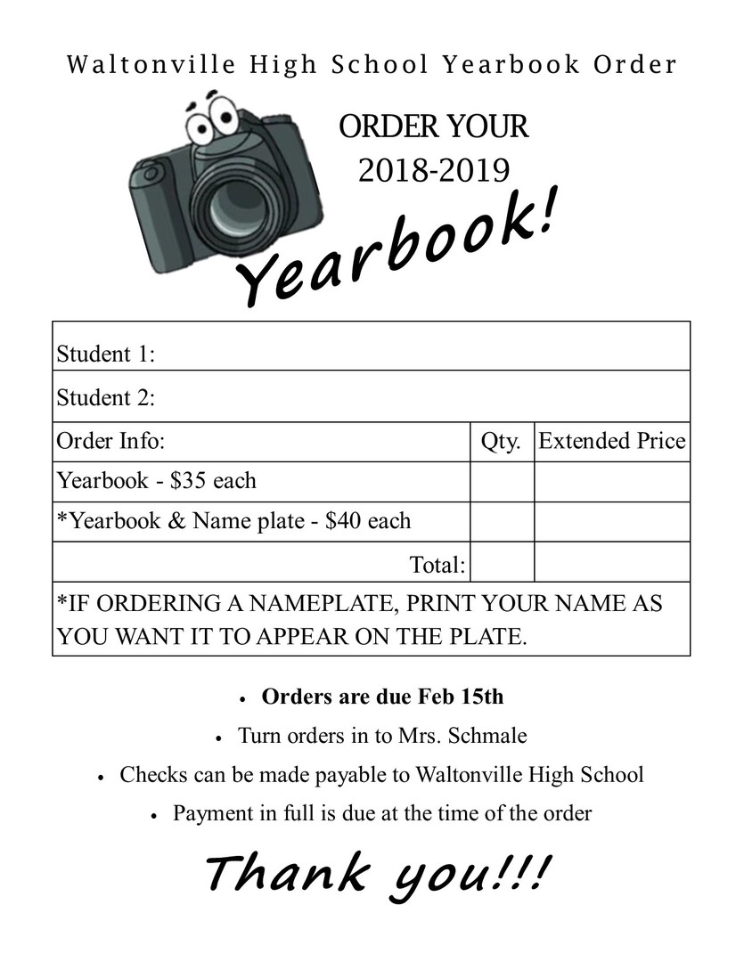 Yearbook Order Form 2018-19